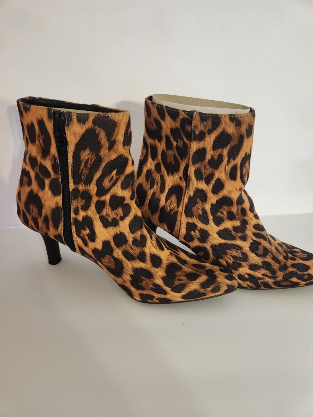 Rampage Booties Leopard Print 7.5M Ankle Boots Medium Heel Brown Gold - Picture 2 of 9